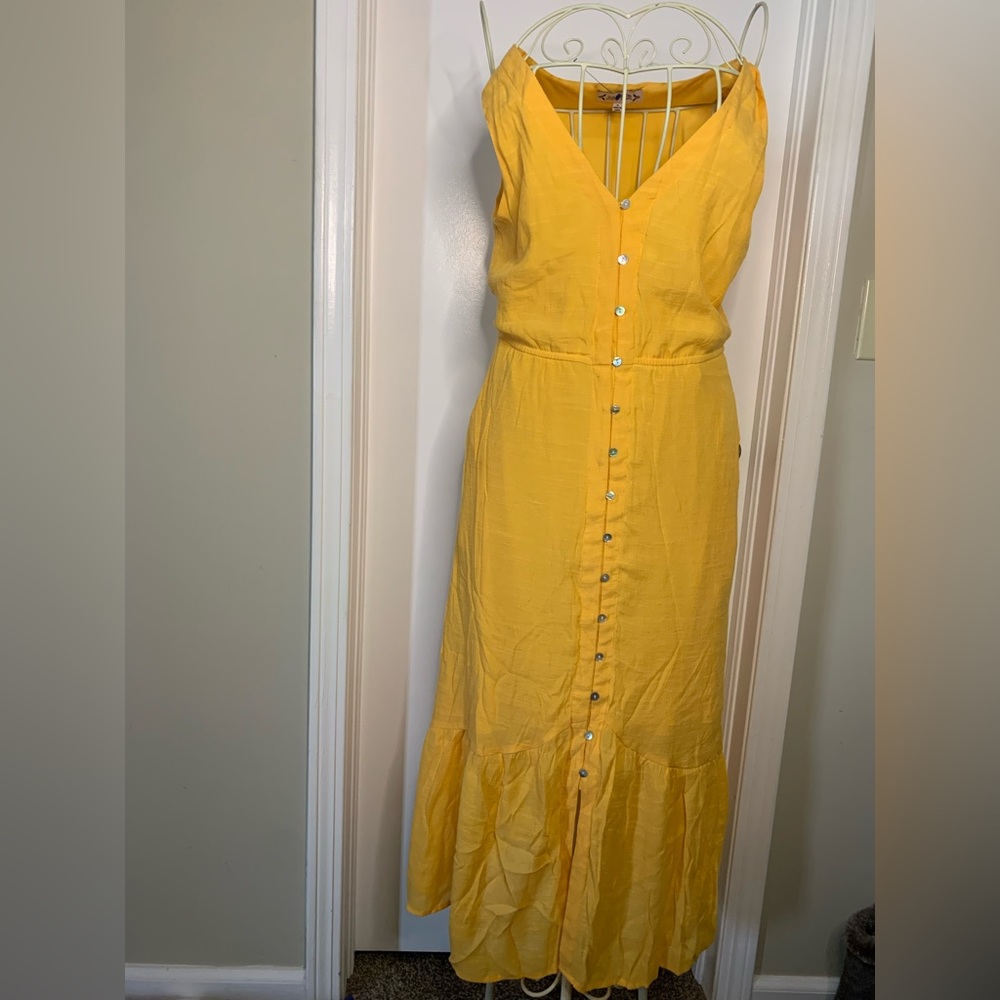 Nanette Lepore Womens Dress  size 6 Yellow Button Up Sundress Cottagecore.
